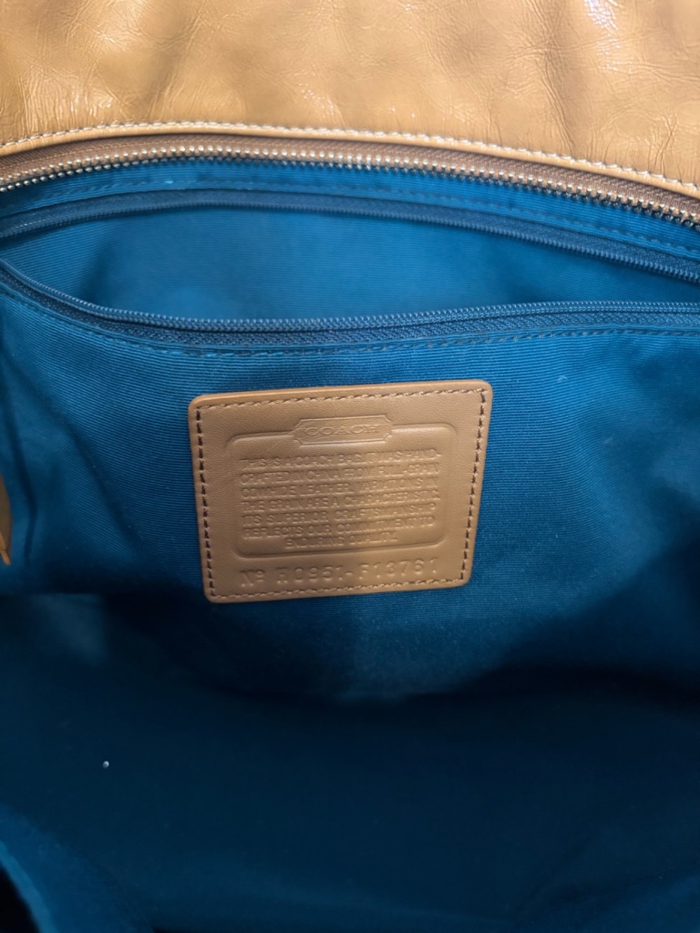 Coach Tan Leather Shoulder Bag with Front Pleats - Picture 9 of 12